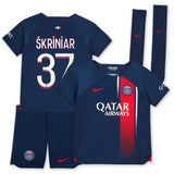 Paris Saint-Germain Nike Home Stadium Kit 2023-24 - Little Kids with Škriniar 37 printing - Kit Captain