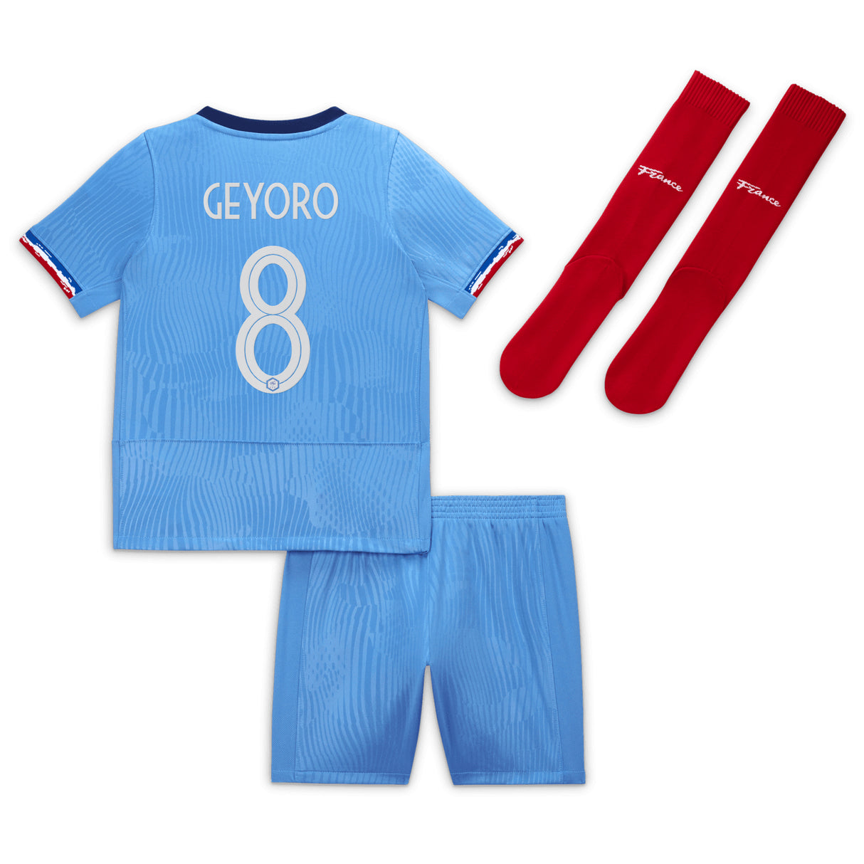 France Women Nike Home Stadium Kit 2023-24 - Little Kids with Geyoro 8 printing - Kit Captain