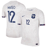 France Women Nike Away Stadium Shirt 2023-24 - Mens with Mateo 12 printing - Kit Captain