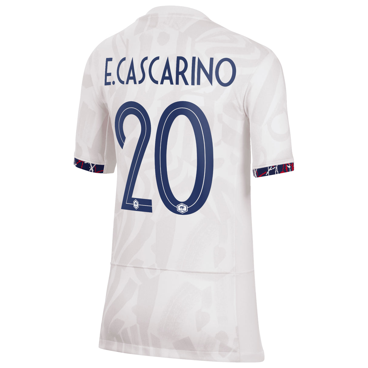 France Women Nike Away Stadium Shirt 2023-24 - Kids with E.Cascarino 20 printing - Kit Captain