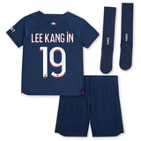 Paris Saint-Germain Nike Home Stadium Kit 2023-24 - Little Kids with Lee Kang In 19 printing - Kit Captain