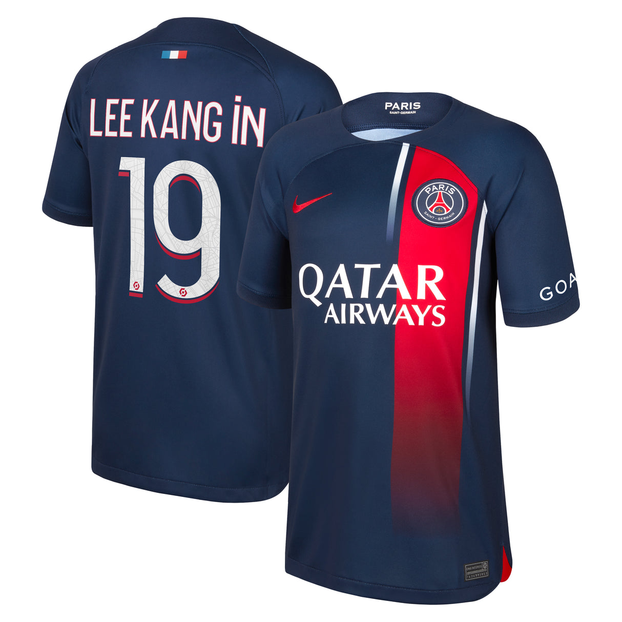 Paris Saint-Germain Nike Home Stadium Shirt 2023-24 - Kids with Lee Kang In 19 printing - Kit Captain