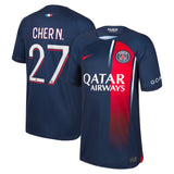 Paris Saint-Germain Nike Home Stadium Shirt 2023-24 - Kids with Cher N. 27 printing - Kit Captain