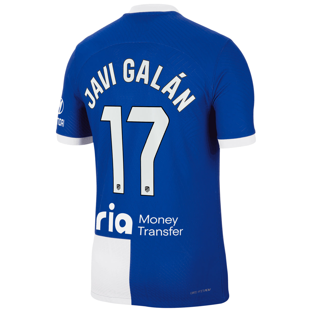 Atletico de Madrid Nike Away Vapor Match Shirt 2023-24 with Javi Galán 17 printing - Kit Captain