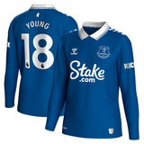 Everton Hummel Home Shirt 2023-24 - Long Sleeve - With Young 18 Printing - Kit Captain