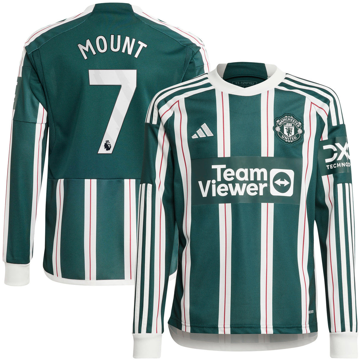 Manchester United EPL adidas Away Shirt 2023-24 - Kids - Long Sleeve - With Mount 7 Printing - Kit Captain