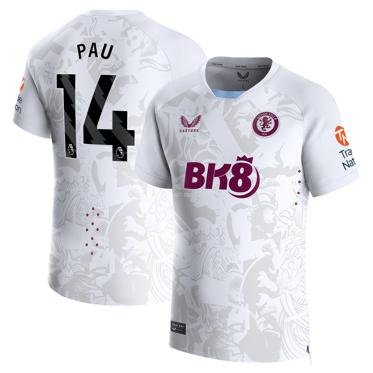 Aston Villa Away Pro Shirt 2023-24 with Pau 14 printing - Kit Captain