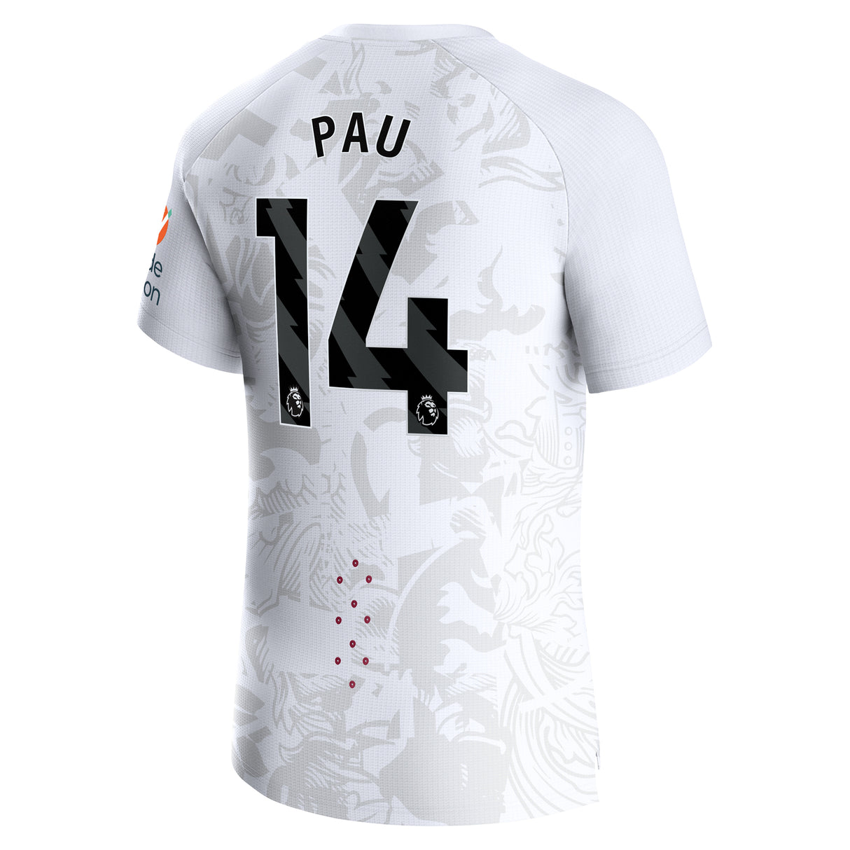 Aston Villa Away Pro Shirt 2023-24 with Pau 14 printing - Kit Captain