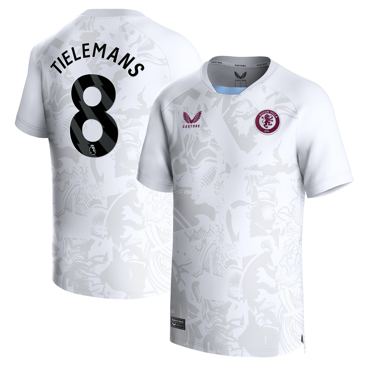 Aston Villa Away Shirt 2023-24 - Kids with Tielemans 8 printing - Kit Captain