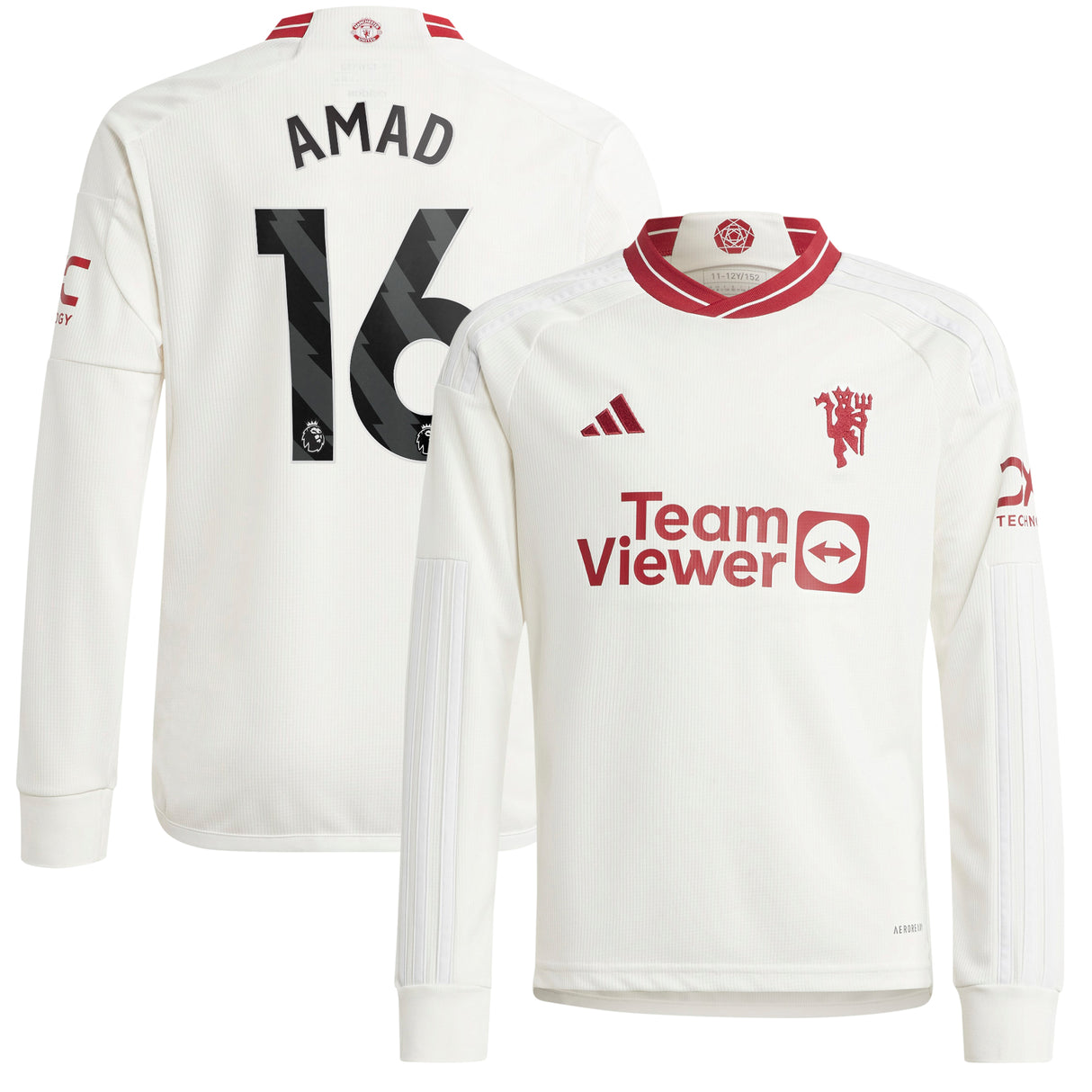 Manchester United EPL adidas Third Shirt 2023-24 - Kids - Long Sleeve -  With Amad Diallo 16 Printing - Kit Captain