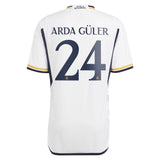 Real Madrid adidas Home Authentic Shirt 2023-24 with Arda Güler 24 printing - Kit Captain