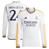 Real Madrid adidas Home Shirt 2023-24 - Long Sleeve with Arda Güler 24 printing - Kit Captain