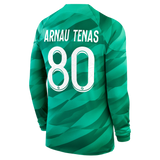 Paris Saint-Germain Nike Goalkeeper Long Sleeve Stadium Shirt 2023-24 with Arnau Tenas 80 printing - Kit Captain