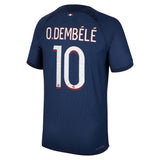 Paris Saint-Germain Nike Home Dri Fit Adv Match Shirt 2023-24 With O.Dembélé 10 Printing - Kit Captain