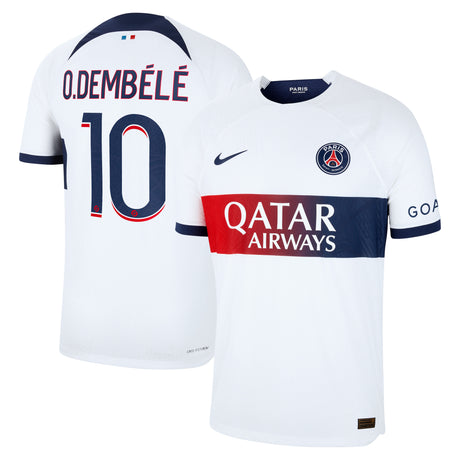 Paris Saint-Germain Nike Away Dri Fit Adv Match Shirt 2023-24 With O.Dembélé 10 Printing - Kit Captain