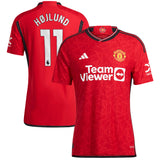 Manchester United EPL Home Authentic Shirt 2023-24 with Højlund 11 printing - Kit Captain