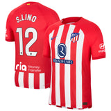 Atlético de Madrid Nike Home Vapor Match Shirt 2023-24 with S.Lino 12 printing