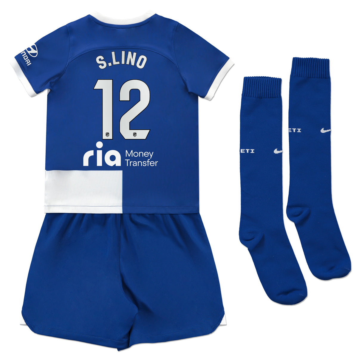 Atlético de Madrid Nike Away Stadium Kit 2023/24 - Little Kids with S.Lino 12 printing - Kit Captain