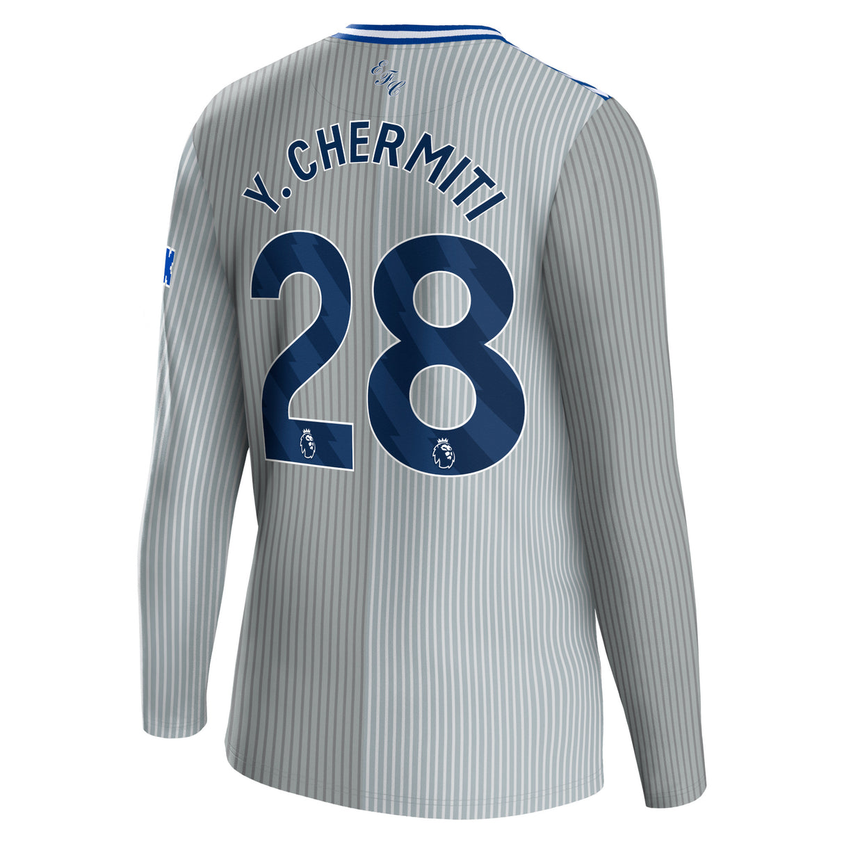 Everton Hummel Third Shirt 2023-24 - Long Sleeve - Kids with - Y.Chermiti 28 printing - Kit Captain