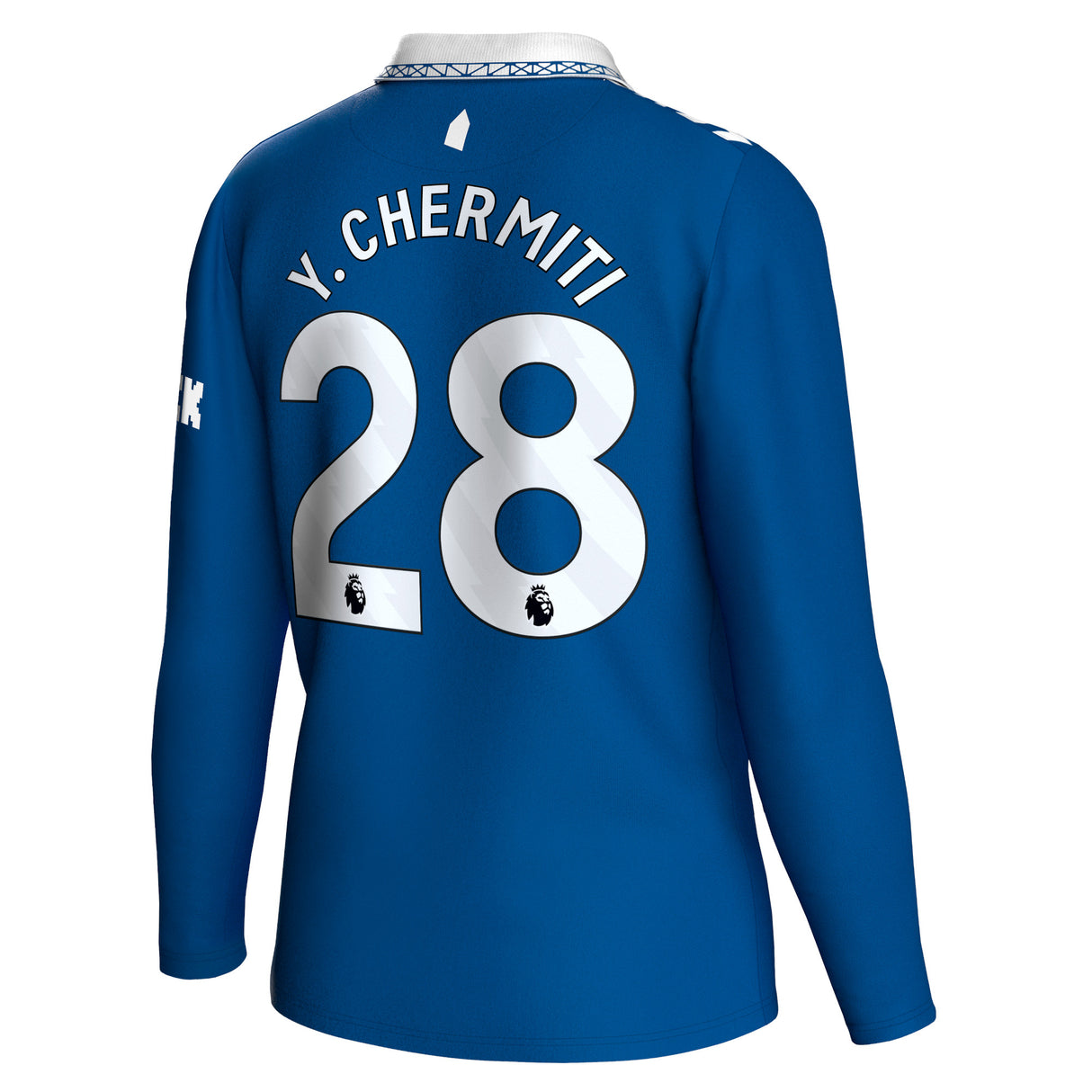 Everton Hummel Home Shirt 2023-24 - Long Sleeve with Y. Chermiti 28 printing - Kit Captain