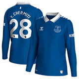 Everton Hummel Home Shirt 2023-24 - Long Sleeve - Kids with Y. Chermiti 28 printing - Kit Captain