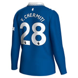 Everton Hummel Home Shirt 2023-24 - Long Sleeve - Kids with Y. Chermiti 28 printing - Kit Captain