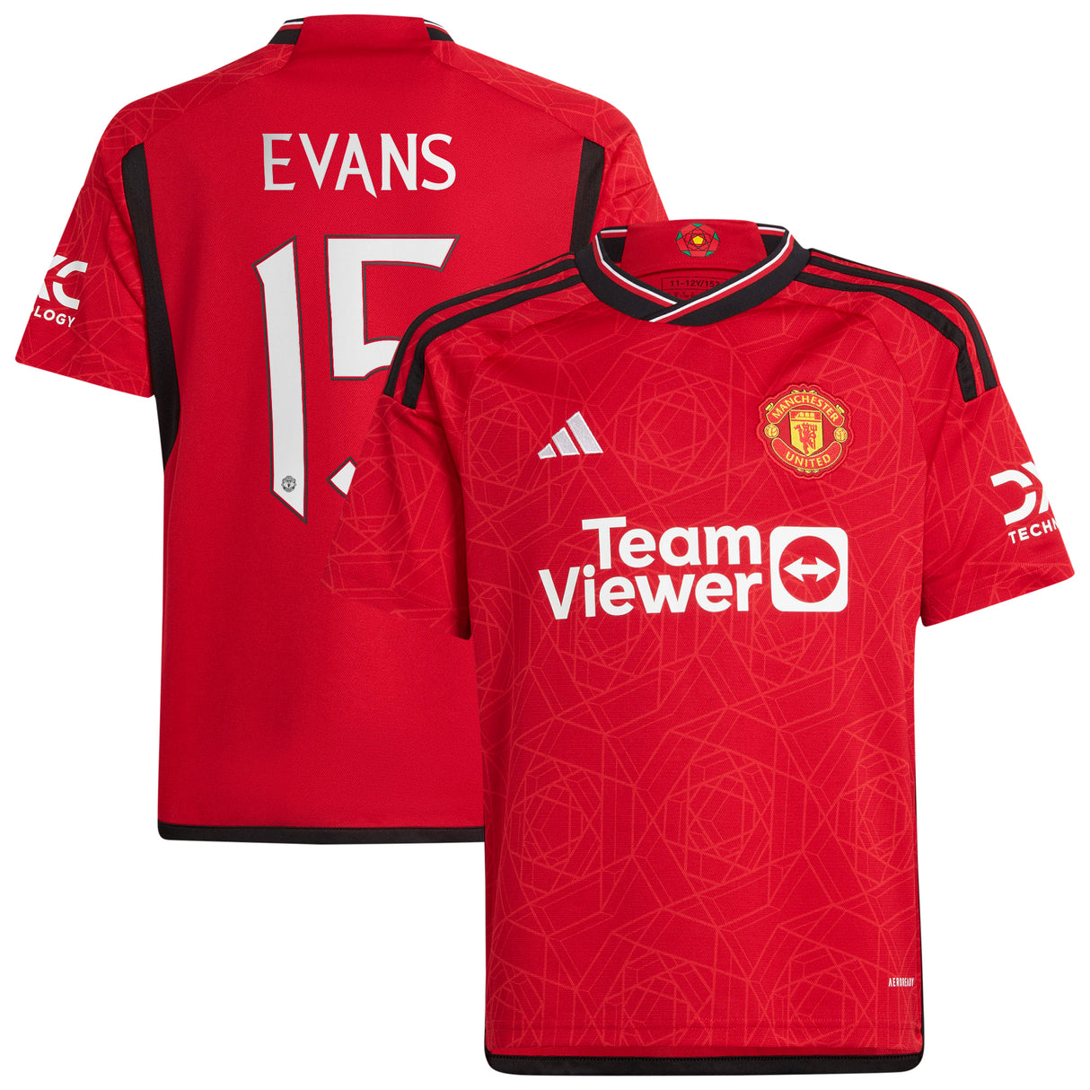 Manchester United Cup adidas Home Shirt 2023-24 - Kids - With Evans 15 Printing - Kit Captain