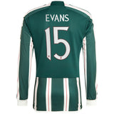 Manchester United Cup adidas Away Shirt 2023-24 - Long Sleeve - With Evans 15 Printing - Kit Captain