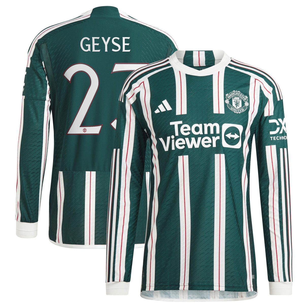 Manchester United Cup adidas Away Authentic Shirt 2023-24 - Long Sleeve - With Geyse 23 Printing