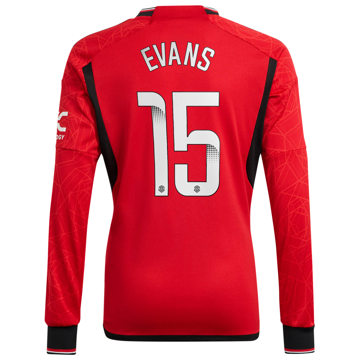 Manchester United WSL adidas Home Shirt 2023-24 - Long Sleeve - With Evans 15 Printing - Kit Captain