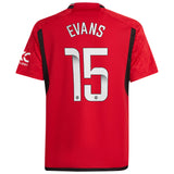 Manchester United WSL adidas Home Shirt 2023-24 - Kids - With Evans 15 Printing - Kit Captain