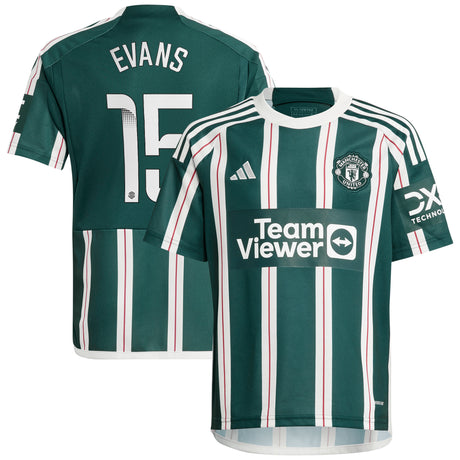 Manchester United WSL adidas Away Shirt 2023-24 - Kids - With Evans 15 Printing - Kit Captain