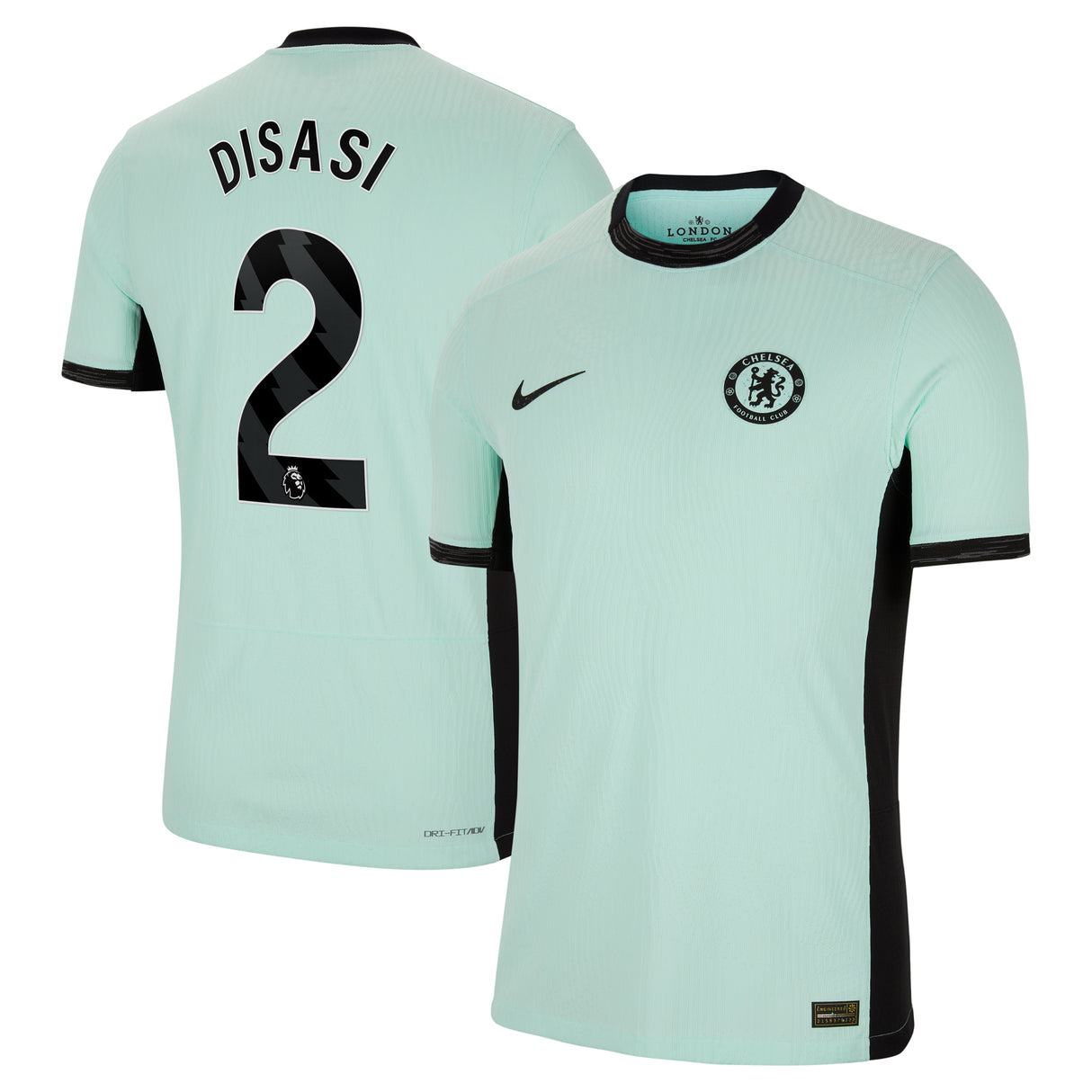 Chelsea Third Vapor Match Shirt 2023-24 with Disasi 2 printing - Kit Captain