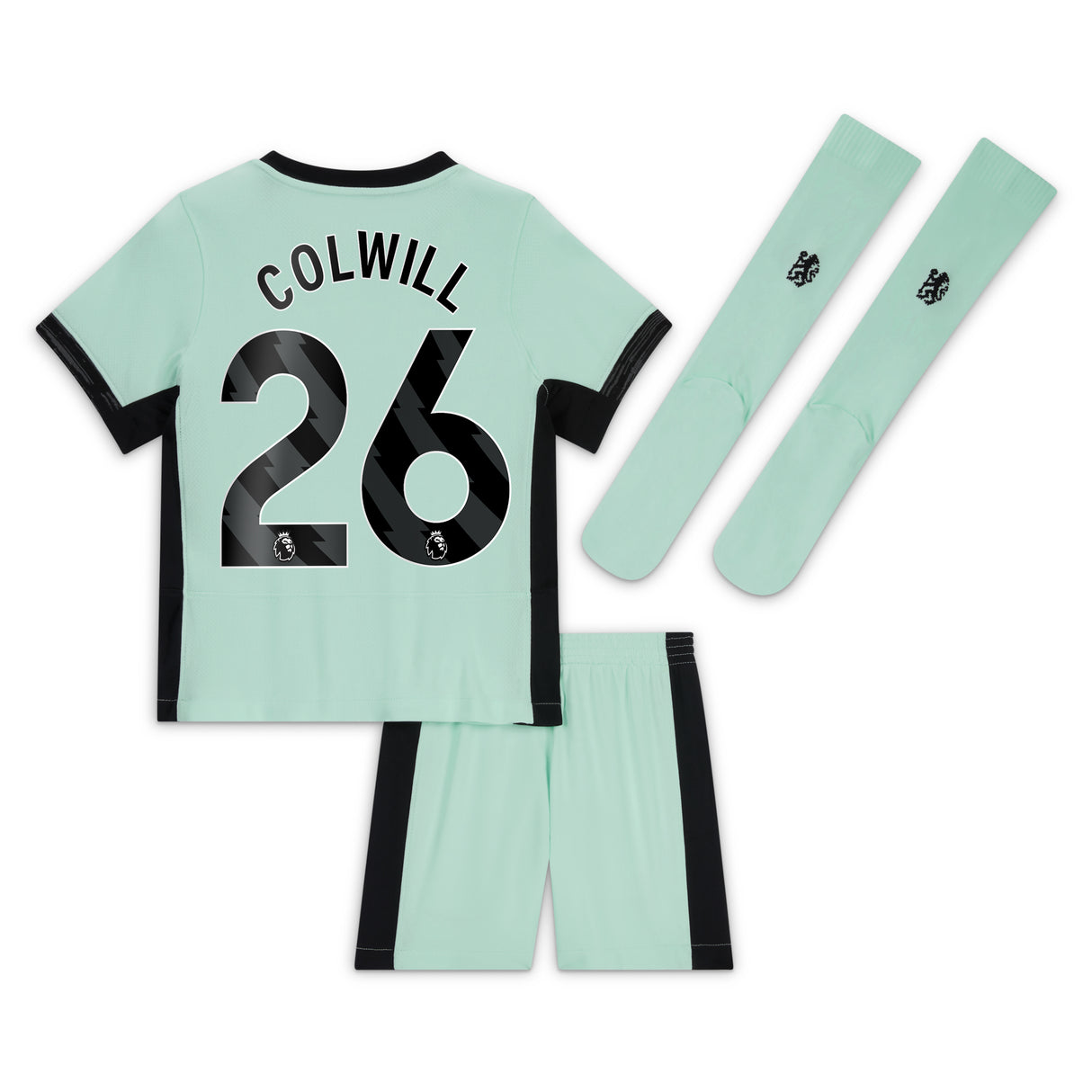 Chelsea Third Stadium Kit 2023-24 - Little Kids with Colwill 26 printing - Kit Captain