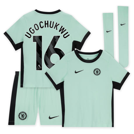 Chelsea Third Stadium Kit 2023-24 - Little Kids with Ugochukwu 16 printing - Kit Captain