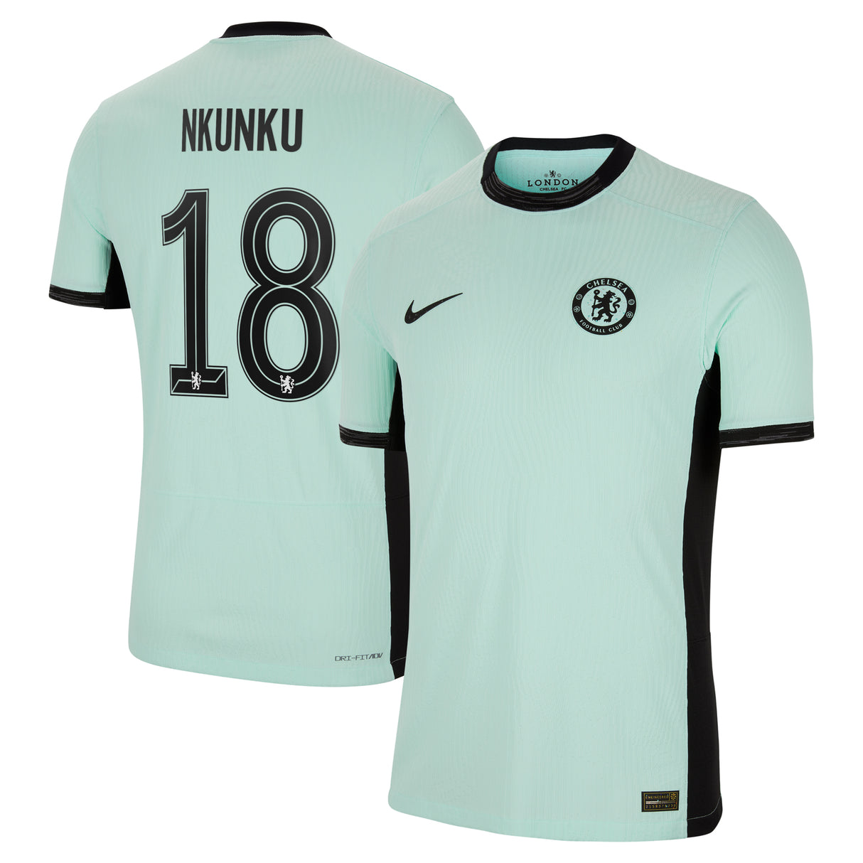 Chelsea Cup Third Vapor Match Shirt 2023-24 with Nkunku 18 printing - Kit Captain