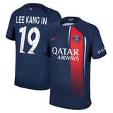 PSG Home Vapor Match Shirt 2023-24 with Champions League printing Lee Kang In  19 - Kit Captain