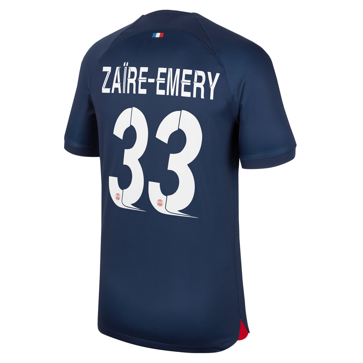 PSG Home Stadium Shirt 2023-24 with Champions League printing Zaïre-Emery 33 - Kit Captain