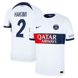 PSG Nike Away Dri-FIT ADV Match Shirt 2023-24 with Hakimi 2 and Champions League printing and badges - Kit Captain