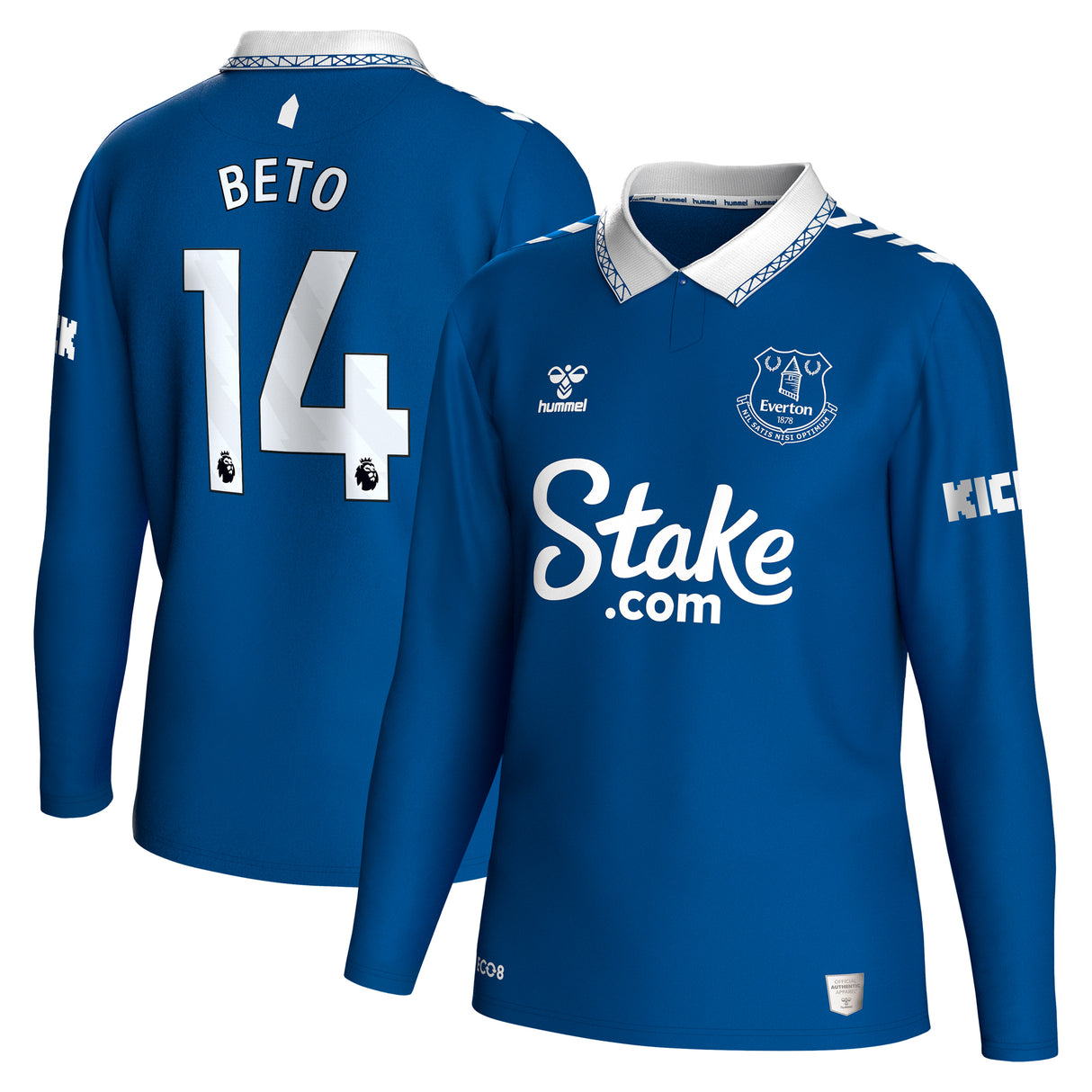 Everton Hummel Home Shirt 2023-24 - Long Sleeve with Beto 14 printing - Kit Captain