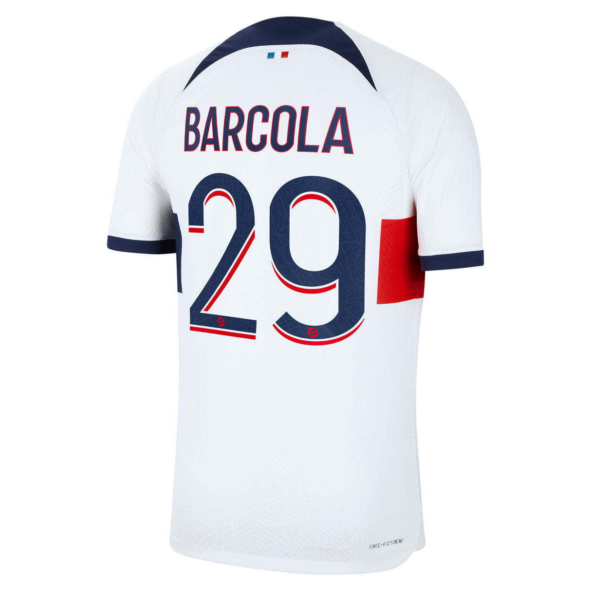 Paris Saint-Germain Nike Away Dri Fit Adv Match Shirt 2023-24 with Barcola 29 printing - Kit Captain