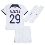 Paris Saint-Germain Nike Away Stadium Kit 2023-24 - Little Kids with Barcola 29 printing - Kit Captain