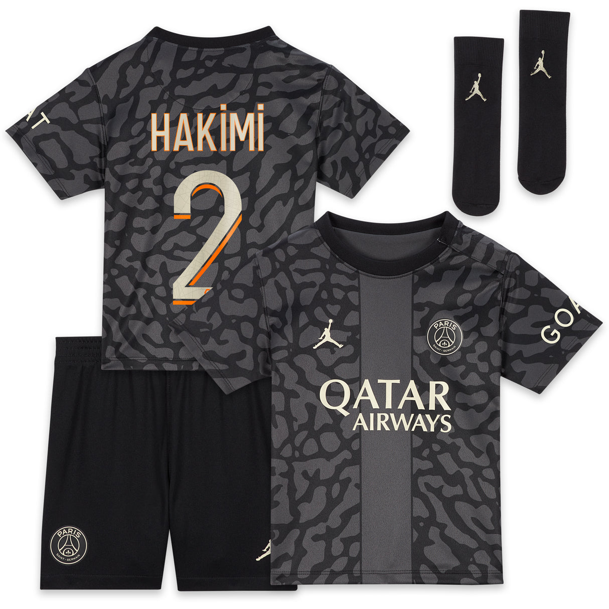 PSG x Jordan Third Stadium Kit 2023-24 - Infant with Hakimi 2 printing - Kit Captain