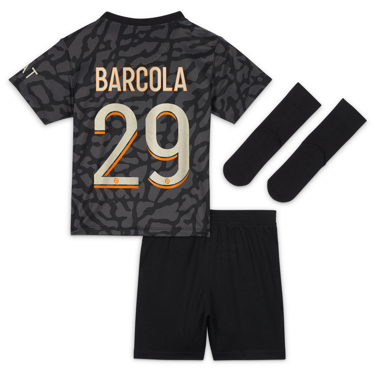 PSG x Jordan Third Stadium Kit 2023-24 - Infant with Barcola 29 printing - Kit Captain