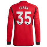 Manchester United EPL Home Authentic Shirt 2023-24 - Long sleeve with Evans 35 printing - Kit Captain