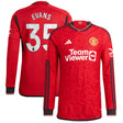 Manchester United EPL Home Authentic Shirt 2023-24 - Long sleeve with Evans 35 printing - Kit Captain