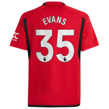 Manchester United EPL Home Shirt 2023-24 - Kids with Evans 35 printing - Kit Captain