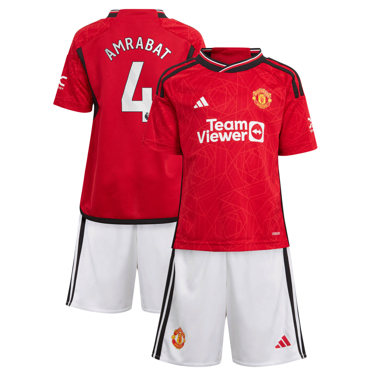 Manchester United EPL Home Mini Kit 2023-24 with Amrabat 4 printing - Kit Captain