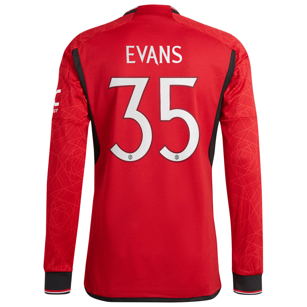 Manchester United Cup Home Authentic Shirt 2023-24 - Long sleeve with Evans 35 printing - Kit Captain