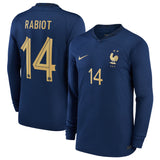 France Home Stadium Shirt Long Sleeve 2022 - Kids with Rabiot 14 printing - Kit Captain